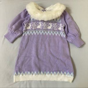 Janie and Jack Purple Knit Dress with White Accents